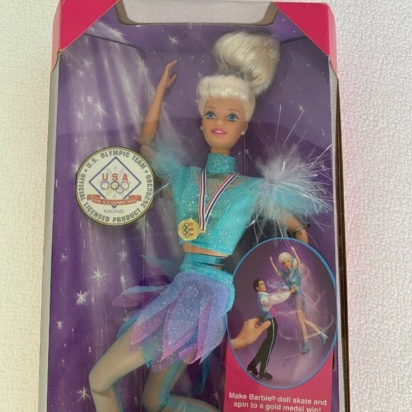 New Barbie USA Olympic Skater Barbie Doll 18501 Vintage 1997 Unopened - Picture 2 of 8